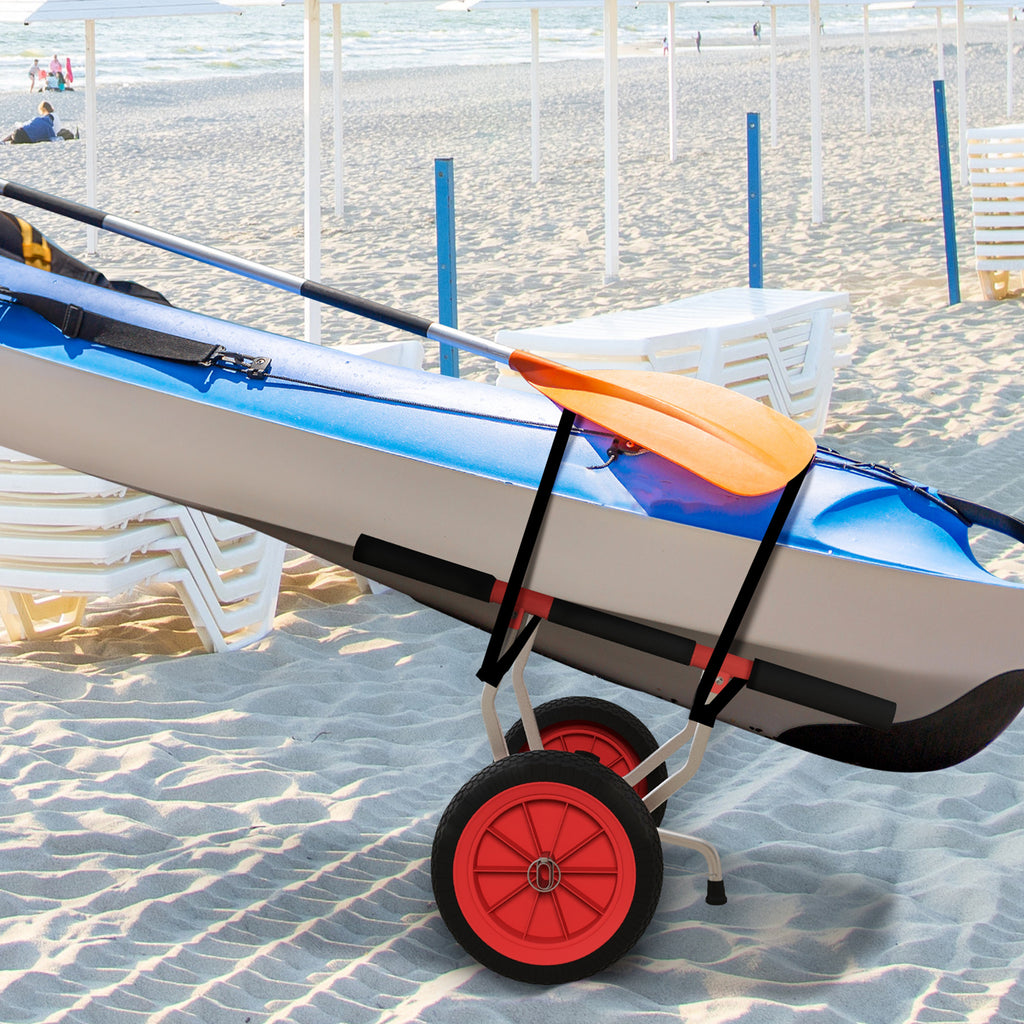 SPORTNOW Trolley for Kayaks and SUPs with Adjustable Width in Aluminium, Wheels Ø25 cm, Max 100 kg, Black