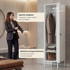 Metal Wardrobe with Lockable Door, Name Tag and Hanging Rail, 40x40x179 cm, White
