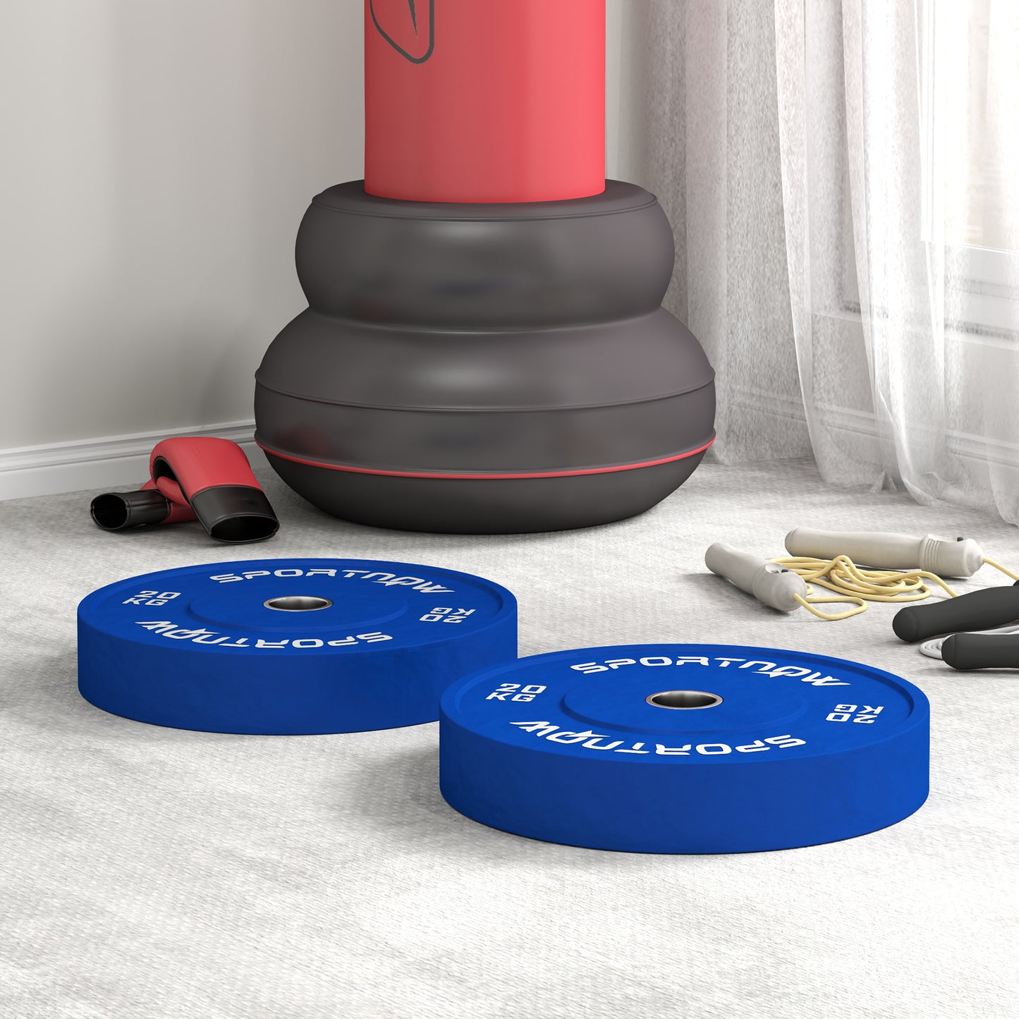 20kg Weight Plates Set 20kg Rubber with 2"/5cm Hole for Dumbbells and Barbells, Blue