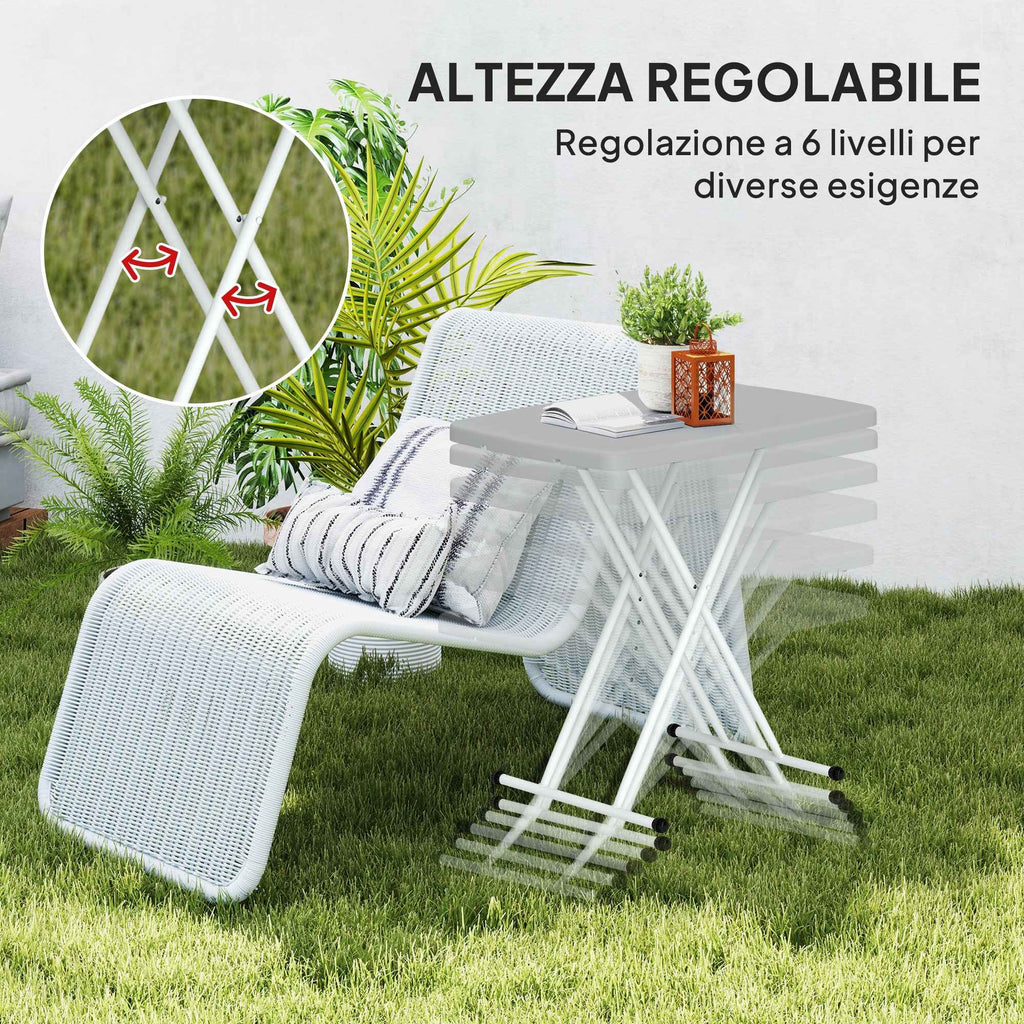 Outsunny Folding Garden Table with Adjustable Height, Made of Metal and HDPE, 76x50x74 cm, Dark Grey