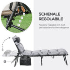 Folding Sun Lounger with Cushion, Headrest and Side Pocket, 58x189x32.5 cm, Light Gray