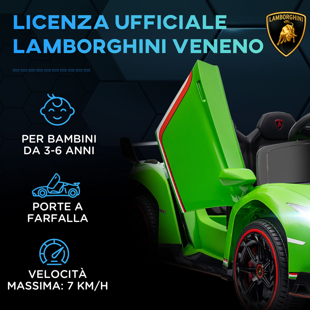 Homcom Electric Machine for Children Lamborghini Veneno 12v with remote control, age 3-6 years, green - Borgè