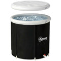 Outsunny 280L Ice Tub for Athletes with Cover and Pump, Ø78x71 cm, Black