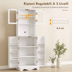 HOMCOM Kitchen Cabinet with 2 Cabinets and 8 Shelves, Wood and Acrylic, 60x39.5x179.6 cm, White