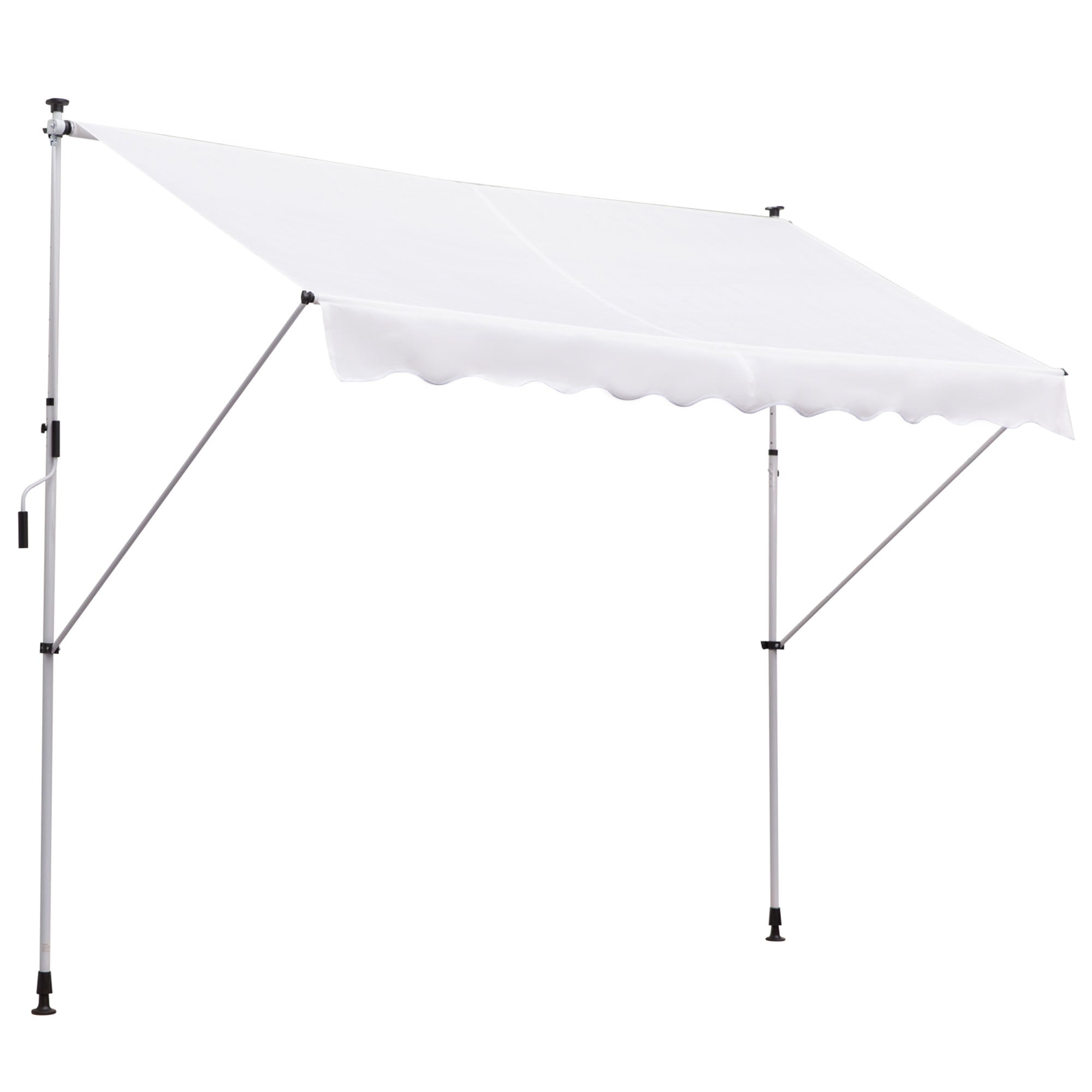 Outsunny 3x1.5m Arm Awning with Crank and Telescopic Structure, White