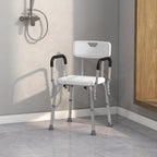 Aluminium Shower Chair with Adjustable Height and Non-Slip Feet, 51.5x51.5x71-84cm, White