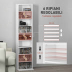 HOMCOM CD Rack with 6 Adjustable Shelves, 260 CDs/120 DVDs Capacity, 33x24x140 cm, White