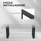 HOMCOM Set of 2 Industrial Style Rectangular Steel Coffee Table Legs, 60 kg Capacity, 70 x 8 x 41 cm, Black