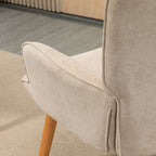 Relaxing Chair with Pouf Footstool in Corduroy with High Back and Armrests, Beige