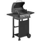Outsunny 2-Burner Portable Propane Gas Grill with Thermometer, Black