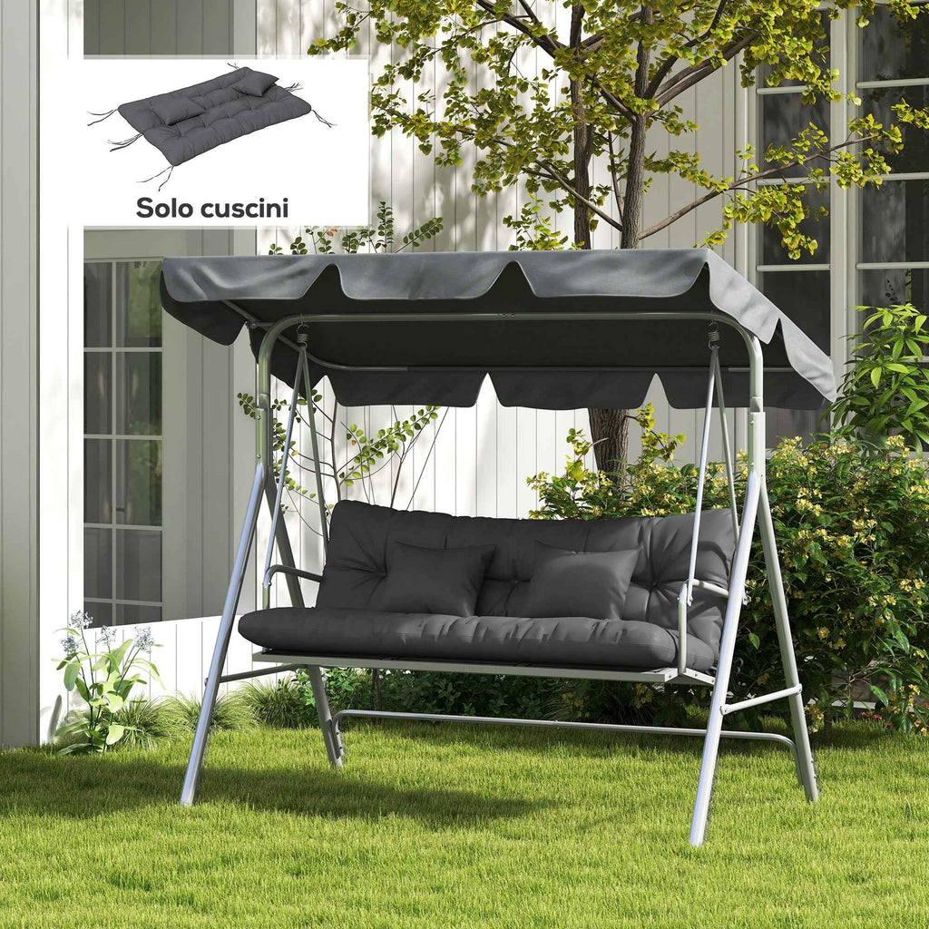 Outsunny Set of 4 Garden Cushions for Backrest and Seat with Padding, in Polyester, Charcoal Grey