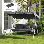 Outsunny Set of 4 Garden Cushions for Backrest and Seat with Padding, in Polyester, Charcoal Grey