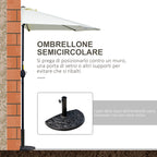 Crescent Terrace Umbrella with Crank Opening and 2 Section Pole, 2.6x1.35 m, Beige