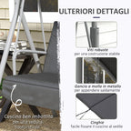 Outsunny 2-seater swing with coffee table and cup holder, in metal and polyester, 175x110x165 cm, gray - Borgè