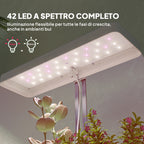 42 LED Plant Lights with 3 Pots, Timer and Dimmable Lighting, 45x18.8x47.8 cm, White
