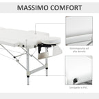 Portable Folding Professional Massage Table in White Aluminum 215x81x61-84cm