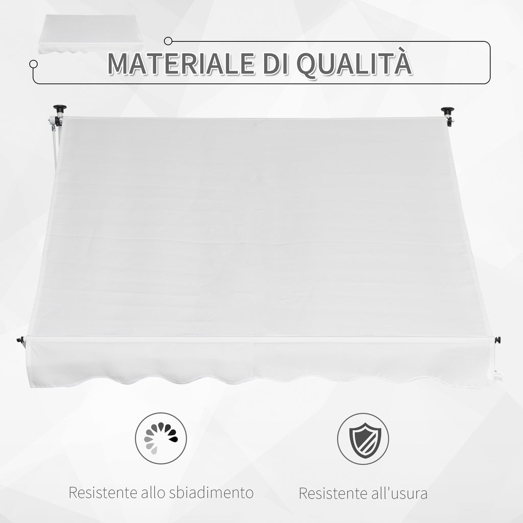 Outsunny 2x1.5m Outdoor Roller Awning with Crank, Adjustable Height and Angle, White