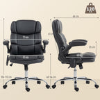 4-Point Massage Office Chair with Heater and Flip-Up Armrests, Black