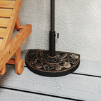 Half-Moon Umbrella Base Ø38 mm and Ø48 mm with Crank Handle, Resin Umbrella Base, 50x31x32 cm, Bronze