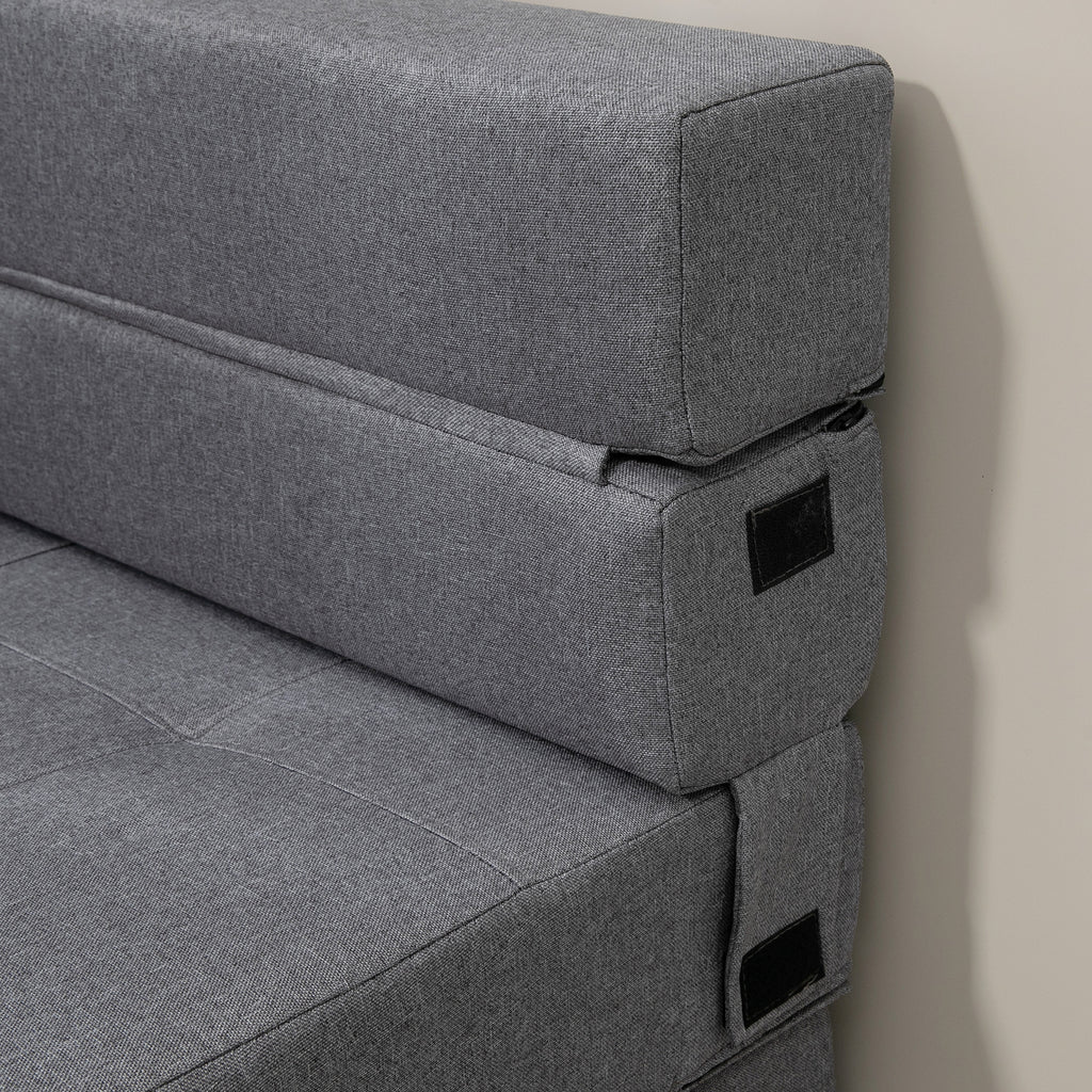 Folding Single Floor Chair Bed with Cushion Included, 70x70x61 cm, Grey