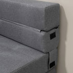 Folding Single Floor Chair Bed with Cushion Included, 70x70x61 cm, Grey