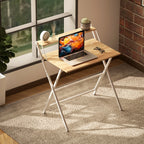 Folding Desk with Monitor Shelf, 81.5x62x86.5 cm, Wood and White