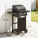 Outsunny 2-Burner Portable Propane Gas Grill with Thermometer, Black
