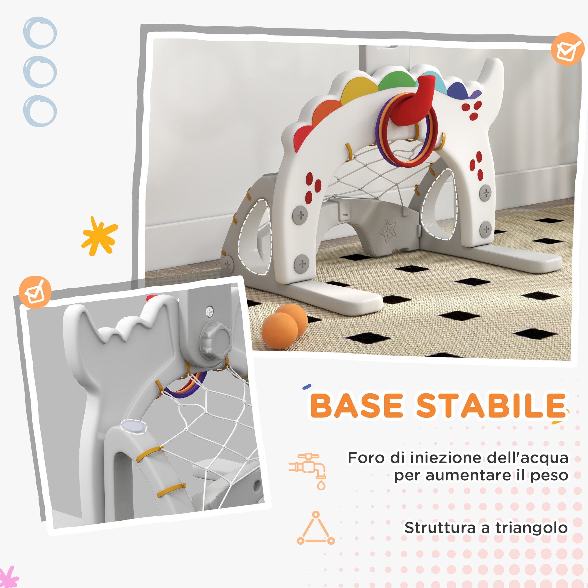 Kids Basketball Hoop 5 in 1 with Adjustable Height, Football Goal and Golf, Ages 3-6 Years