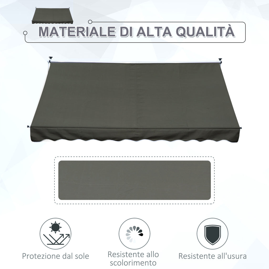 Outsunny 3x1.5m Awning with Crank Arms, Telescopic Metal Structure and Polyester Sunshade