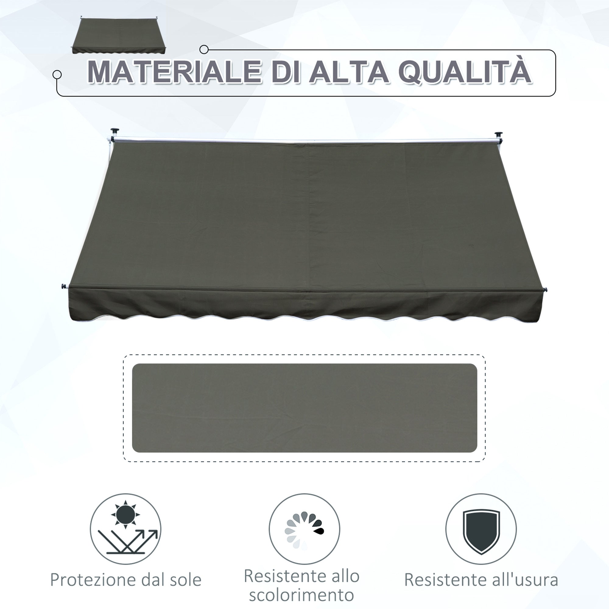 Outsunny 3x1.5m Awning with Crank Arms, Telescopic Metal Structure and Polyester Sunshade