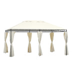 4x3m Garden Gazebo with 6 Removable Walls in Anti-UV Polyester, Cream