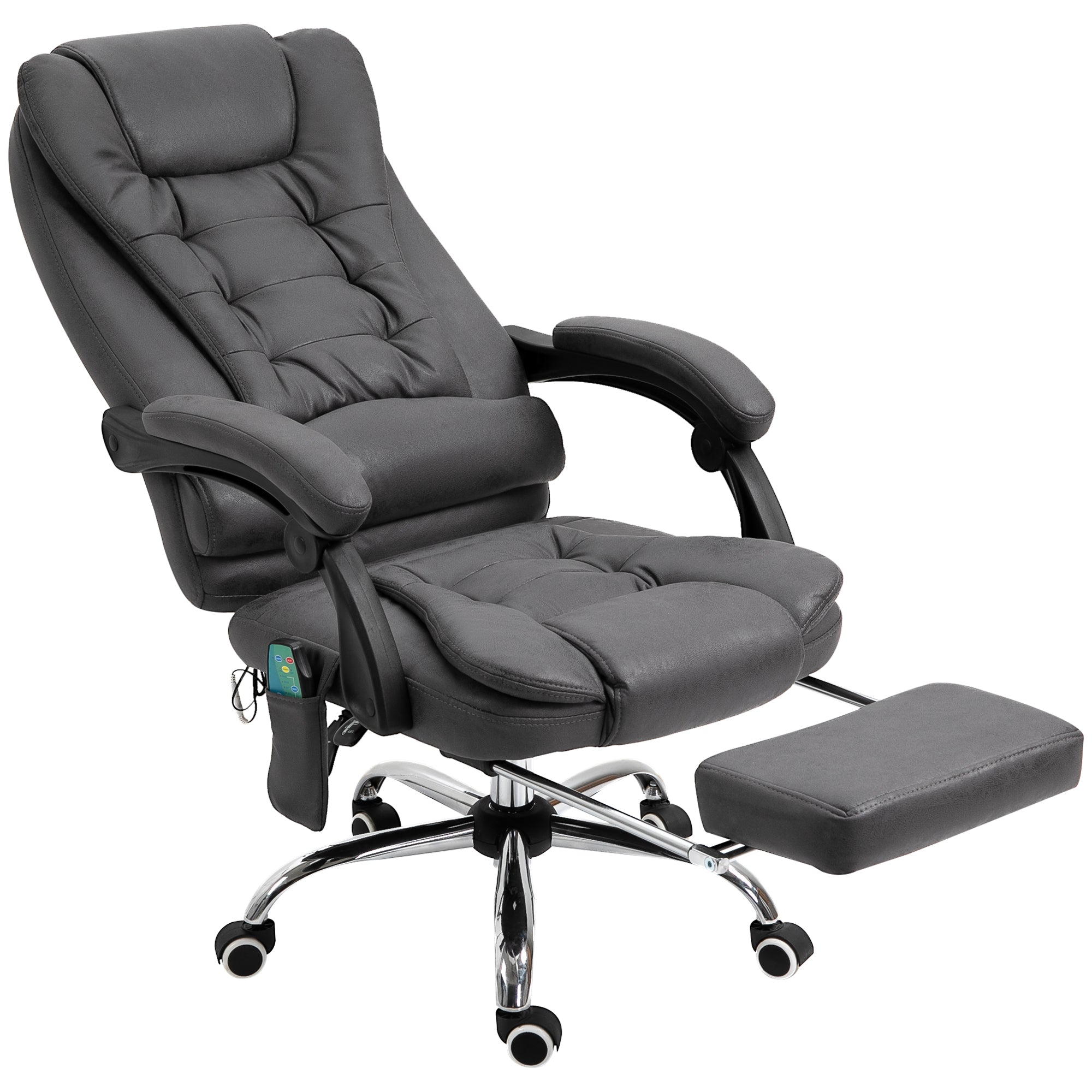 View of the massacle and reclining office armchair with adjustable heating and height, gray - Borgè