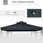Replacement Roof for Gazebo 3x3m with 2 Levels and UV Resistant, Anthracite Gray - Borgè