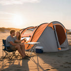 Outsunny 2-Person Pop-Up Camping Tent with 2 Doors, 4 Windows and Waterproof Tarp, 263.5x220x123 cm, Orange
