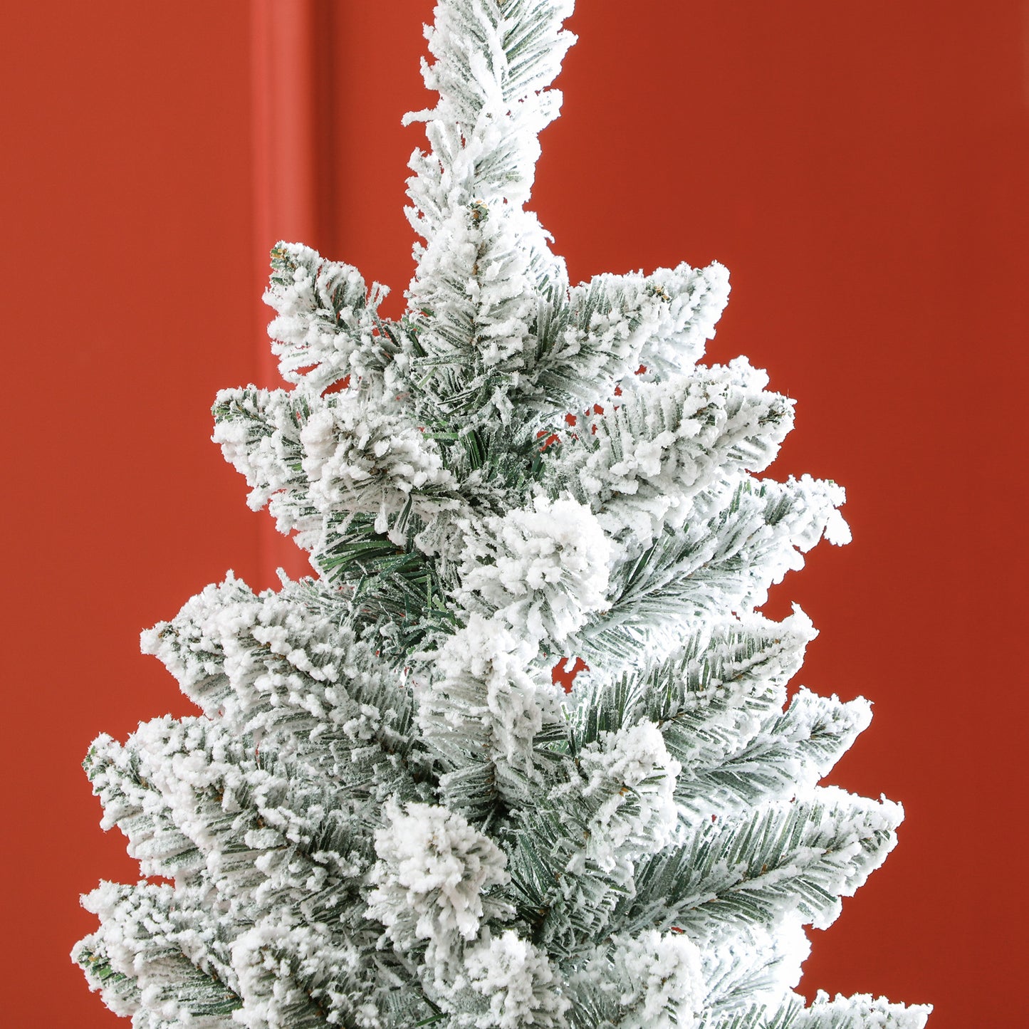 CHRISTMAS TREE - 180cm Christmas Tree with 479 Snowy Branches, Tall and Narrow Design with Folding Base, Green