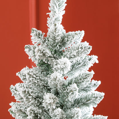 CHRISTMAS TREE - 180cm Christmas Tree with 479 Snowy Branches, Tall and Narrow Design with Folding Base, Green