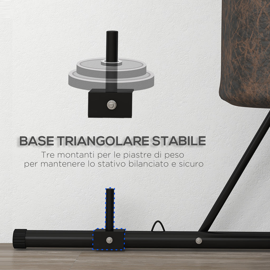 SPORTNOW Height-Adjustable Freestanding Punching Bag Stand with Triangular Base, 170x90x182-225 cm, Black