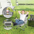 Outsunny Folding Camping Chair with Detachable Footrest, Cup Holder and Side Pocket, 82x100x88 cm, Black