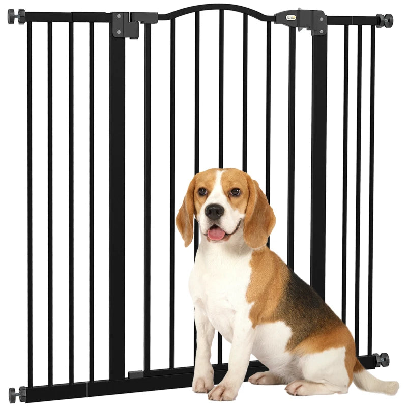 Extendable Dog Gate with 4 Adjustable Screws, Metal and Plastic, 74-100x94 cm, Black