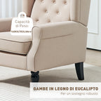 French Style Living Room Armchair with Padded Seat and Cushions, Polyester, 74x86x102 cm, Beige