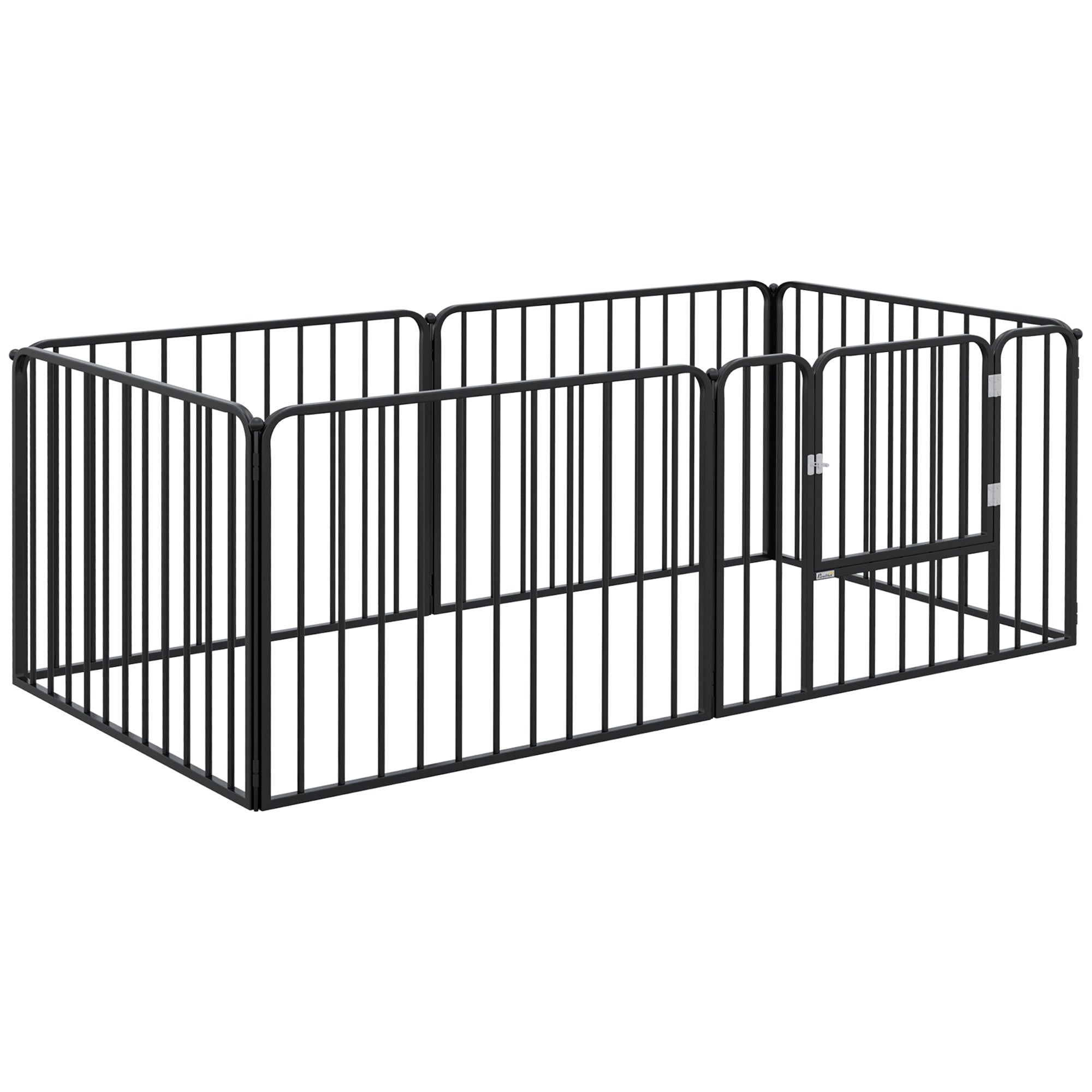 PAWHUT FENCE FOR 6 DOGS with 6 modular and outdoor modular panels, in steel, 164x83x60 cm, black - Borgè
