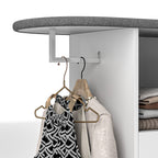 Mobile Ironing Board with 2-Door Cabinet and Open Space, 125x43.5x102.5 cm, White