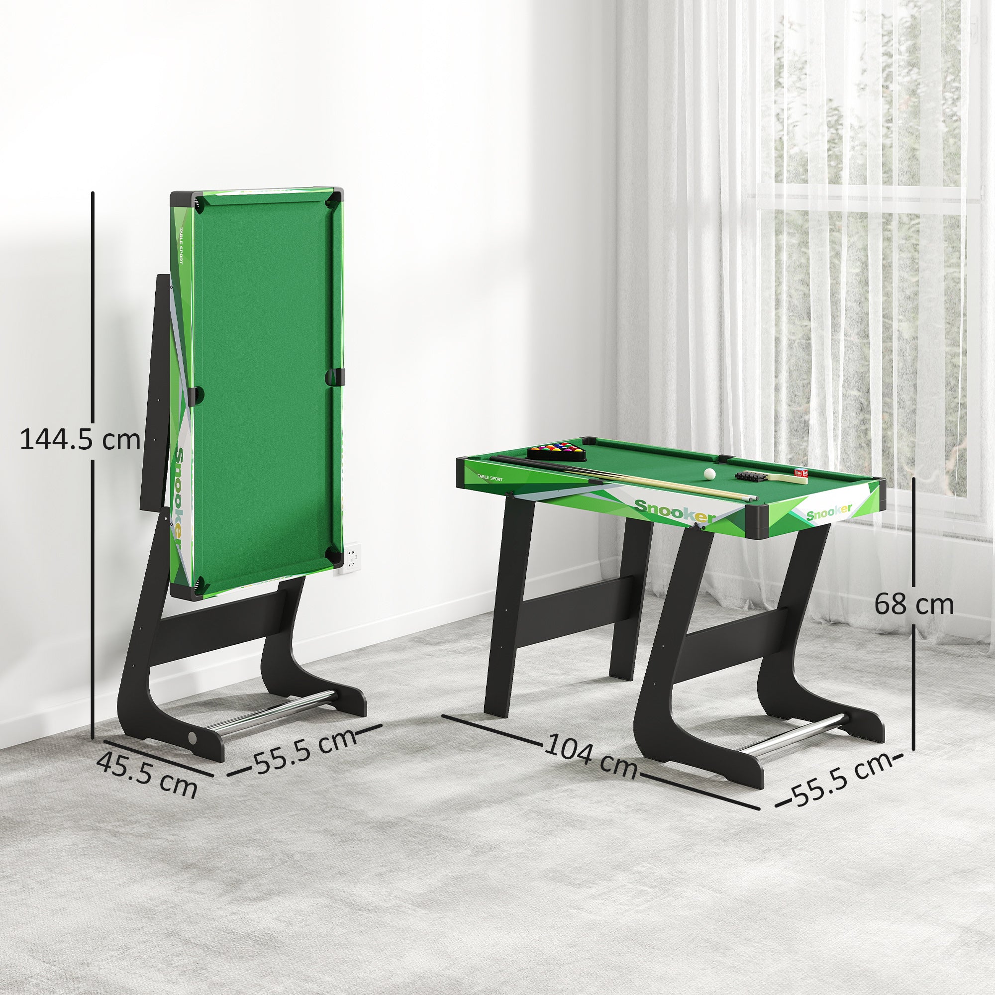 SPORTNOW Folding Pool Table with Cues, Balls and Triangle for Adults and Children from 12 Years, 104x55.5x68 cm