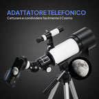 Outsunny 70mm Astronomical Telescope with 2 Eyepieces and Smartphone Adapter, 80x80x135 cm, Black and White