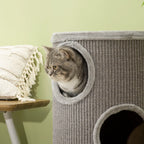 3-Tier Cat House with Sisal Scratching Post and Plush, Ø38x70cm, Light Grey - Borge' Group Limited