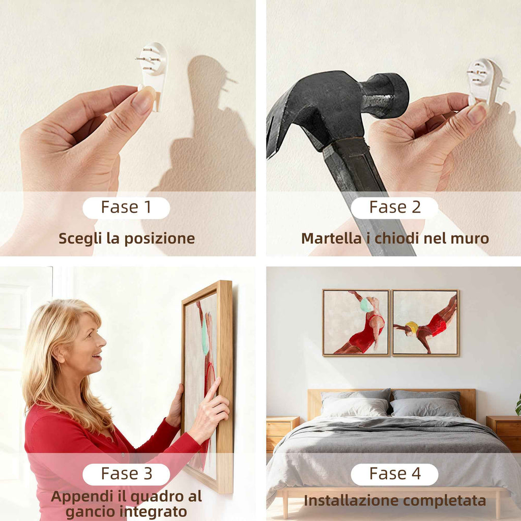 HOMCOM Set of 2 Modern Canvas Prints, Wall Art with Hooks Included, 40x40 cm