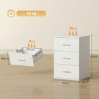 HOMCOM Modern and Multipurpose Bedside Table with 3 Drawers for Bedroom and Living Room, 40x35x60 cm, White