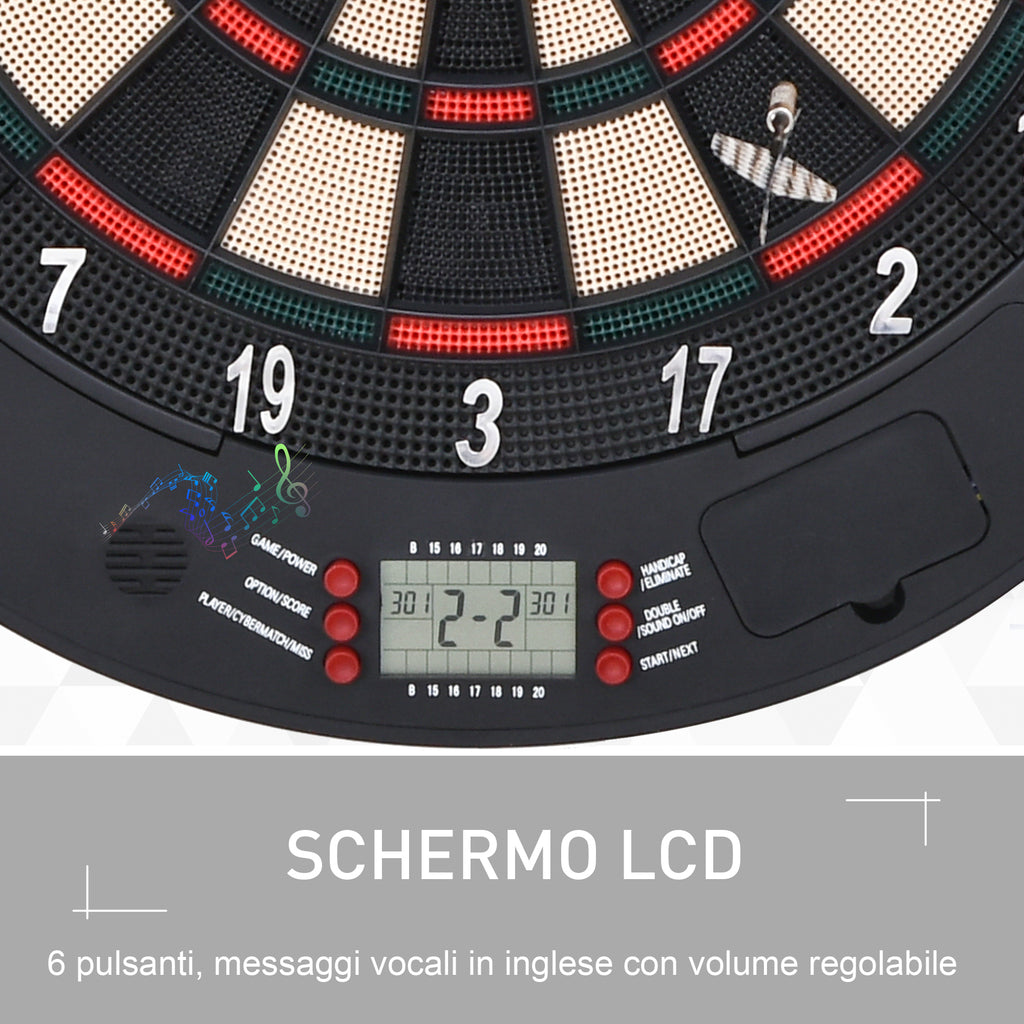 8 Player Electronic Dartboard with 6 Darts, LCD Screen, 2 Doors and 26 Game Modes