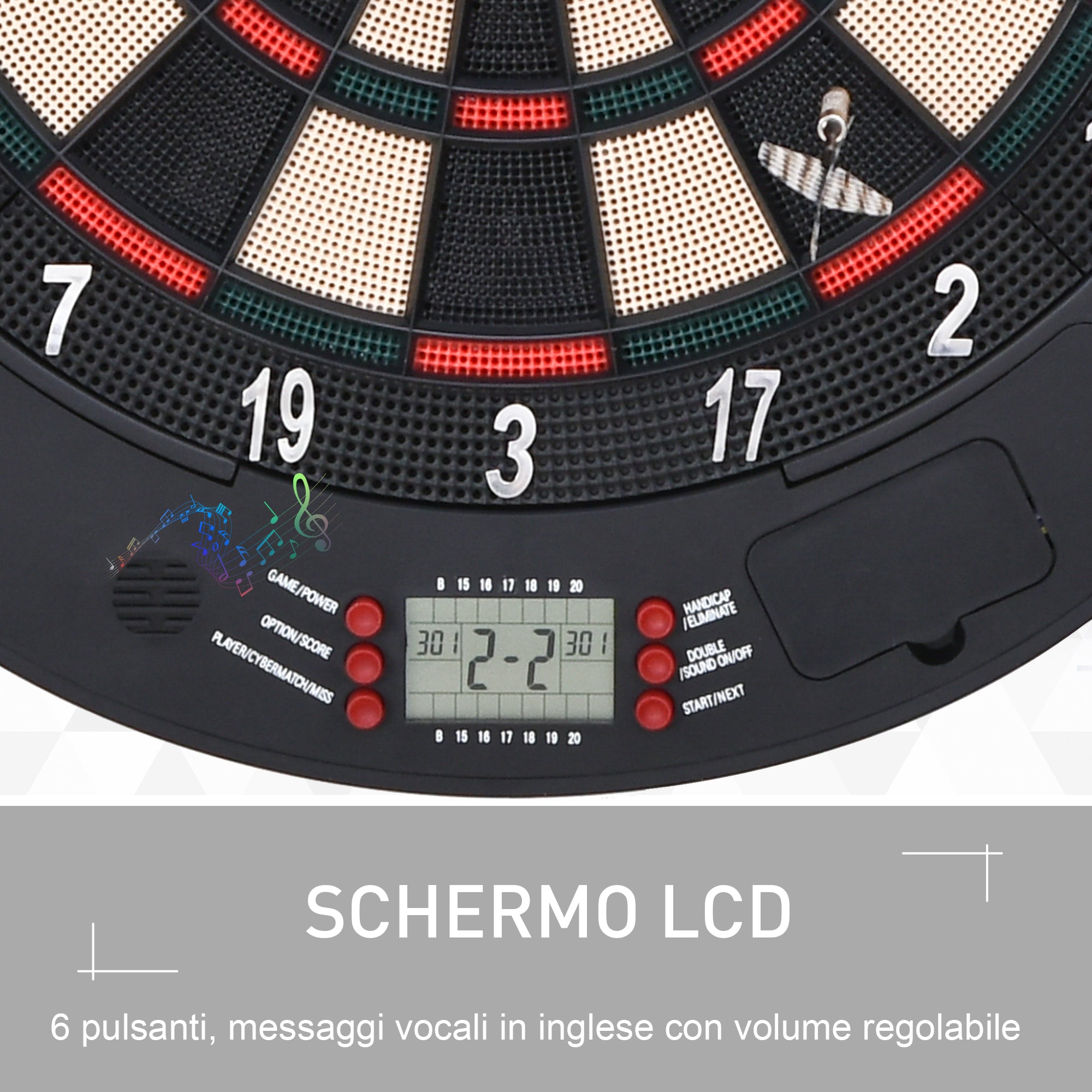 8 Player Electronic Dartboard with 6 Darts, LCD Screen, 2 Doors and 26 Game Modes
