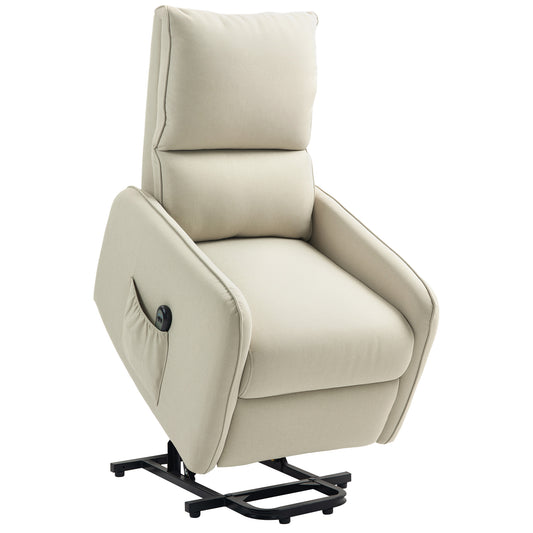 Electric Recliner Lift Chair with Remote Control and Fabric Pocket, Beige